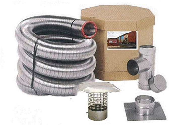 Forever Vent SW520SSK SmoothWall Double Ply Stainless Steel Chimney Liner Kit, 5-Inch x 20-Feet
