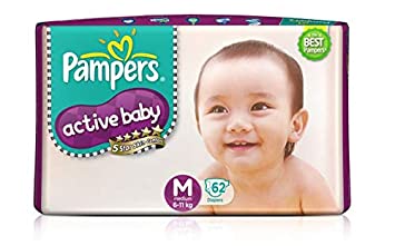 Pampers Active Baby Diapers - 62 Pieces (Medium)