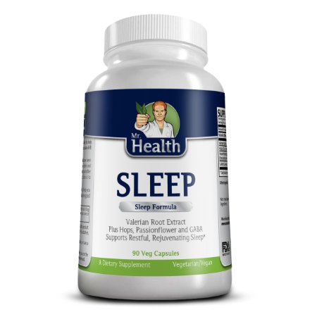 Mr Health Botanical Sleep Blend Natural Sleep Aid 100 Herbal and Non-habit Forming Sleeping Pill 90 Capsules Made with Valerian Root Extract Passionflower Gaba Hops and More