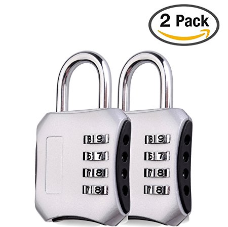 SEPOX Resettable Combination Travel Lock,Luggage Lock, 4 Digit Combination Lock for Suitcase, Travel Bag, and Gym Lockers, Filing Cabinets, Toolbox, Case,pack of 2