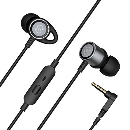 SoundPEATS Wired In-Ear Headphones Noise Cancelling Earphones Stereo Earbud Headphones with Mic (Crystal Clear Sound, Comfort-Fit, Flat Cable, iPhone and Android Compatible) - B30 Black