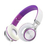ECOOPRO Lightweight Portable Adjustable Over Ear Stereo Earphone Headphones Headset for PC MP3 MP4 Tablet Most Smart Phone Purple