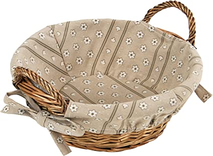 Kesper Wicker Bread Basket with Fabric Lining 31 x 24 x 14 cm