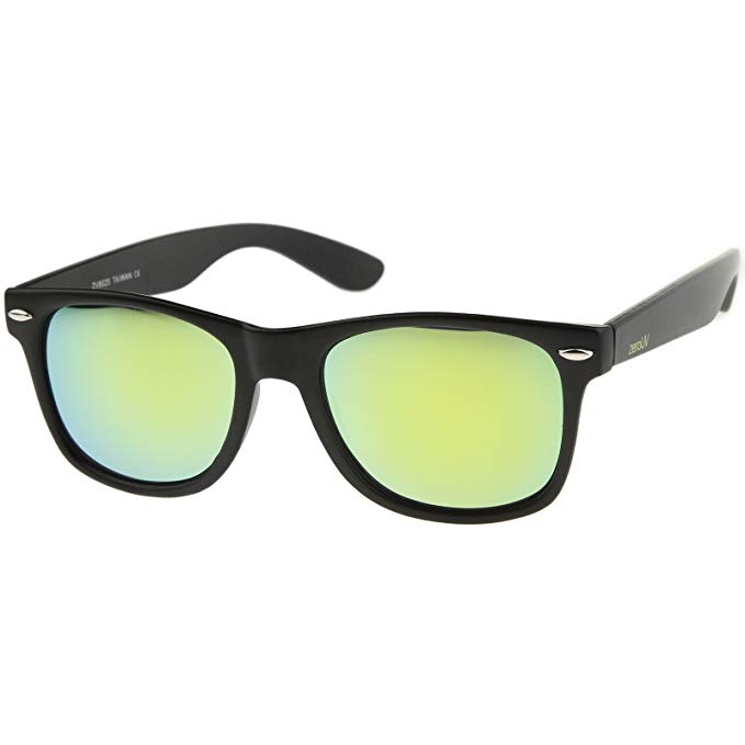 zeroUV - Retro 80's Classic Colored Mirror Lens Square Horn Rimmed Sunglasses for Men Women