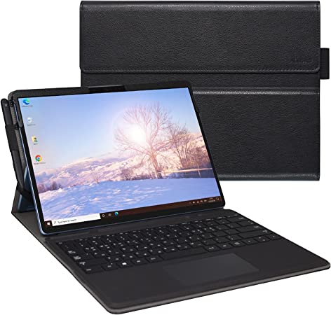 ACdream Case for Microsoft Surface Pro 9 / Pro 9 5G 13-Inch 2022 / Pro 8 2021, Premium PU Leather Rugged Hard Sleeve Cover Protector, Support Type Cover Keyboard, Black