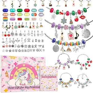 Charm Bracelet Making Kit, Jewelry Making Kit Trendy Stuff for Kids Ages 6-12, Unicorn Toy Cute Stuff for Teen Girls Gifts Birthday Gift, Crafts for Girls 6 7 8 9 10 11 12 Year Old