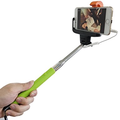 Selfie Stick Bluetooth Free, VersionTech Wired Monopod Tripod Built-in Remote Shutter for iPhone 6 iPhone 6 Plus Samsung S7 Gopro Cameras and Other Up To 5.7'' Display Smart Phones Green