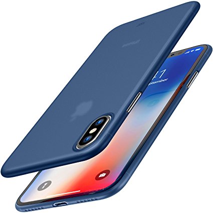 TOZO for iPhone X Case, Ultra Thin Hard Cover [0.35mm] World's Thinnest Protect Bumper Slim Fit PP Shell for iPhone 10 / X [ Semi-transparent ] Lightweight [Matte Blue]