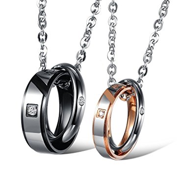His & Hers Matching Set True Love Couple Pendant Necklace Korean Love Style in a Gift Box (A Set)