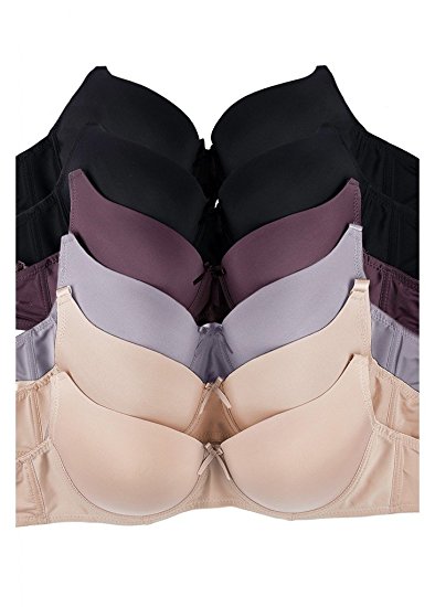 Women's Basic Plain Bras (Packs of 6) - Various Styles