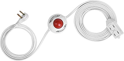 DEWENWILS 12 FT Extension Cord with ON/OFF Switch, Step on Foot Switch Power Cord, Angled Flat Plug, 2-Prong 3 Outlets, 16/2C, White, ETL Listed