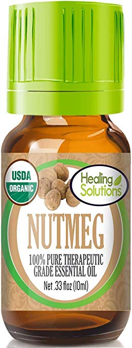 Organic Nutmeg Essential Oil (100% Pure - USDA Certified Organic) Best Therapeutic Grade Essential Oil - 10ml