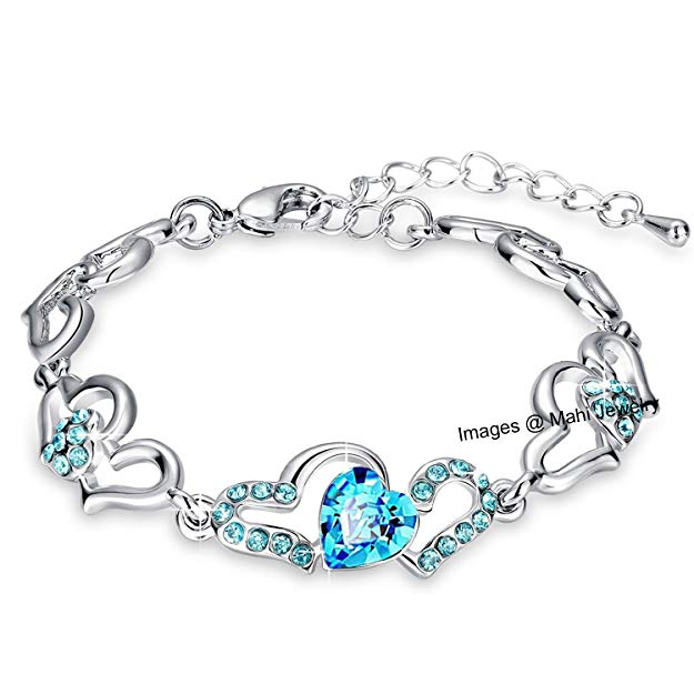 Oviya Silver Alloy Rhodium Plated Crystal Strand Bracelet for Women