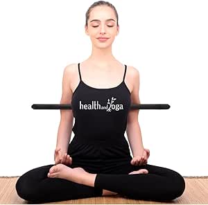 HealthAndYoga™ StretchNHeal Multipurpose Wooden Pranayama Stick WITH Padded Comfort Sleeve - Lung Opener for Fuller Breathing - Posture Corrector and Flexibility Enhancer - Detachable Robust Yoga Pole