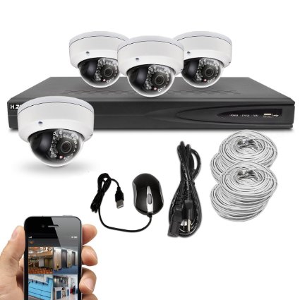 Best Vision 4 2MP Dome IP Camera Security System Including 8 Channel 1080p NVR with 1TB HDD and Built-in PoE,Hikvision OEM Camera and NVR