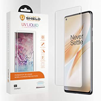 Ultimate Shield Liquid Glass for OnePlus 8 [2 Pack] [Premium 3D Curved Tempered Glass Screen Protector] [Full Adhesive] [9H Hardness] [Scratch Resistant] [Crystal Clear]