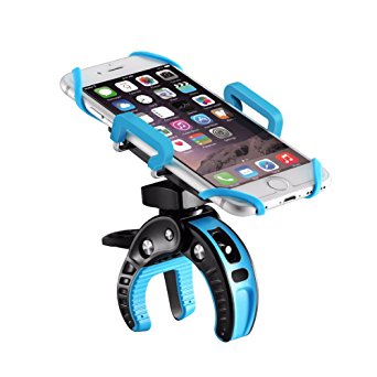 Phone Mount Holder, BlitzWolf 360 Degree Rotate Adjustable Universal Bike Mount Air Vent Mount Holder with Extendable Clamp Silicone Bands for iPhone 7/7 Plus/6S Plus/6S/7, Samsung(Black and Blue)