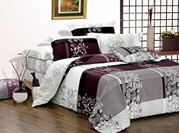 May 3pc 100% Cotton Duvet Cover Set: Duvet Cover and Two Matching Pillowcases (King)