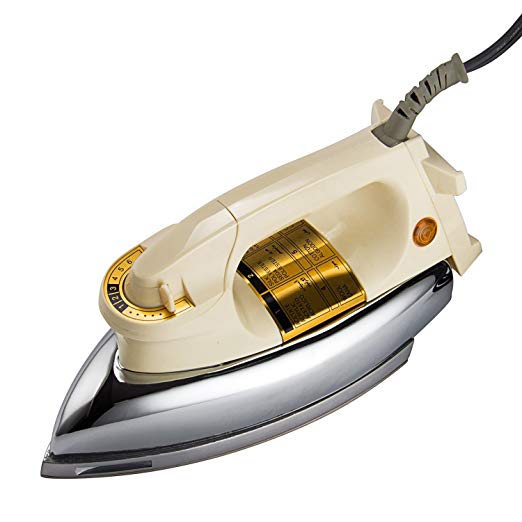 WASING Classic Dry Iron for Industry and Household Usage, Mirror Stainless Steel Soleplate without Steam, 1000W