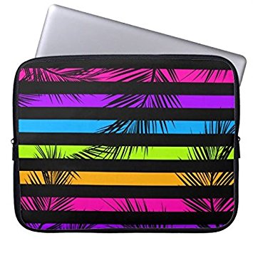 Eratio Neon Psychedelic Stripes Palm Trees Patterns Neoprene Laptop Sleeve 15 Inch Macbook Air Case Macbook Pro Sleeve and 15 Inch Laptop Bag