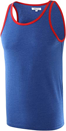 Vetemin Mens Premium Basic Solid Vintage Athletic Jersey Tank Top Casual Shirts