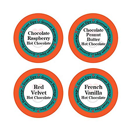 Hot Chocolate Lovers Variety Pack - Chocolate Raspberry, Red Velvet, Chocolate Peanut Butter, French Vanilla, Hot Cocoa 24 Count for Keurig Kcup Brewers