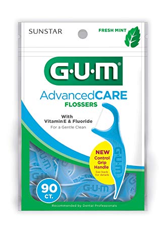 GUM Advanced Care Flossers, Fresh Mint, Vitamin E & Fluoride, 90 Count