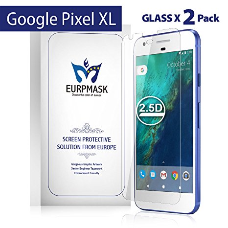 [2 Pack Ultra Clear] Google Pixel XL Screen Protector [5.5 Inch],EURPMASK Tempered Glass Screen Protector,[9H Hardness] [Easy Installation]