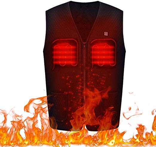 Electric Heated Vest with 3 files Adjustable Temperature, Electric Jacket with USB Charging Insert, Men Women Winter Warm Gilet for Cold Outdoor Activities, Camping Hiking Skiing Fishing Hunting