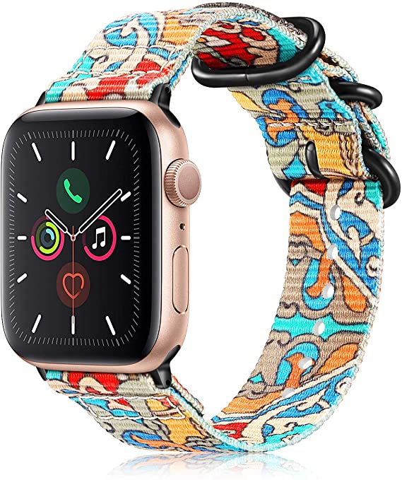Fintie Replacement Band Compatible with Apple Watch 40mm 38mm Series 6/5/4/3/2/1 iWatch SE, Lightweight Breathable Woven Nylon Sport Loop Wrist Strap for All Versions 40mm 38mm Apple Watch