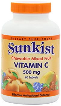 Sunkist Vitamin C Chewable Tablets, Mixed Fruit, 90 Count