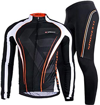 sponeed Men's Bicycle Jersey Full Sleeve Padded Bike Pants Compression Cycle Clothes