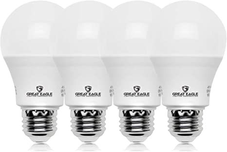 Great Eagle A19 LED Light Bulb, 6W (40W Equivalent), UL Listed, 2700K (Warm White), 460 Lumens, Non-dimmable, Standard Replacement (4 Pack)