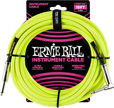 Ernie Ball Instrument Cable, Neon Yellow, 18 ft. (P06085)