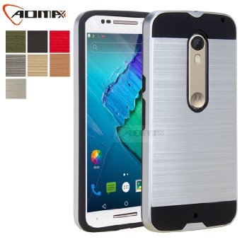 Moto X Style Case, Moto X Pure Edition Case, Aomax@ Anti-Shock Brushed Metal Texture , TPU & PC Dual Layer Hybrid Non-slip Protective Case For Moto X Pure Edition & Moto X Style (VLS Armor Silver)