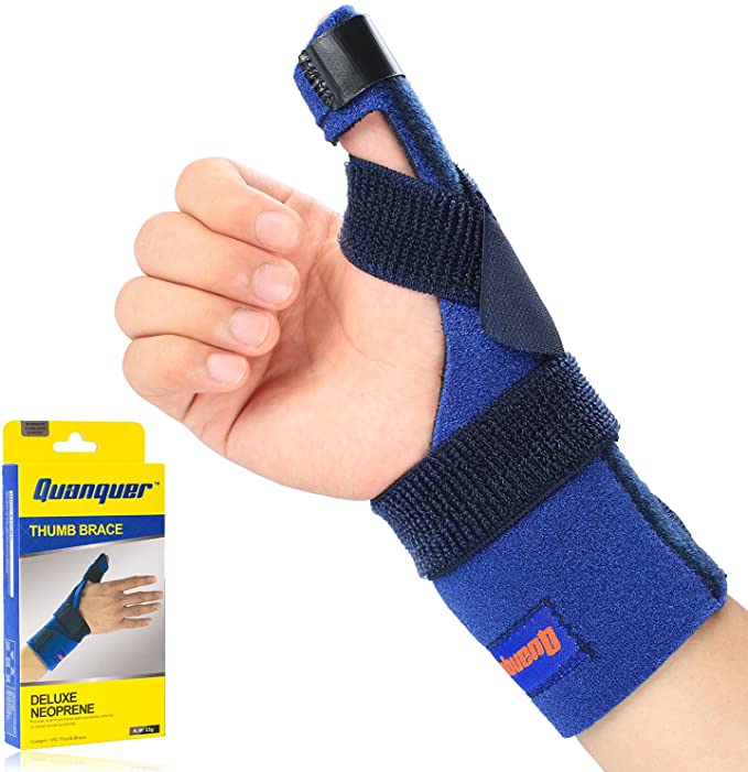 Thumb Brace by Quanquer, Adjustable Thumb Spica Splint for Pain, Sprained, Arthritis, Tendonitis- Best Trigger Thumb Immobilizer for Thumb CMC Restriction, Thumb Support and Guard- Left or Right Hand