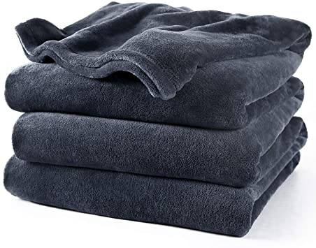 HOKEKI Soft Blanket,Flannel Fleece Blanket,All Seasons Warm Throw Blanket for Nap,Fluffy Microfiber Bed Blanket for Sofa,Couch (Dark Grey, Queen(90''X90''))