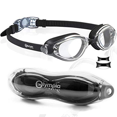 Updated Swimming Goggles with Protection Case, No Leaking Anti-Fog UV Protection Swim Goggles Crystal Clear for Adult Youth Teens