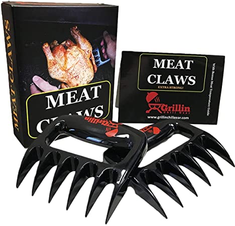 Meat Claws Pulled Pork Meat Shredder Forks - Solid Heavy Duty BBQ Grill Accessories for Shredding, Handling, Lifting & Cutting Turkey - Lifetime Replacement