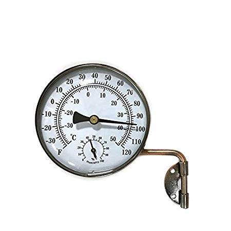 4-Inch Brass Swivel Thermometer with Humidity Function