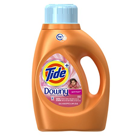 Tide Plus Downy April Fresh Scent HE Turbo Clean Liquid Laundry Detergent, 46 Ounce (24 Loads), 2 Count