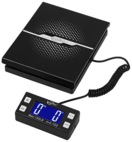 Weighmax W-8809 150lbs x 0.1oz Digital Shipping and Postal Scale with Extended Display, Black, Batteries and Ac Adapter Included, W-8809-150 Black