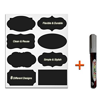 LYNICESHOP Chalkboard Labels - Premium Reusable Chalkboard Stickers with Erasable White Chalk Marker for Labeling Jars, Parties, Craft Rooms, Weddings and Organize Your Home & Kitchen (Pack of 40)