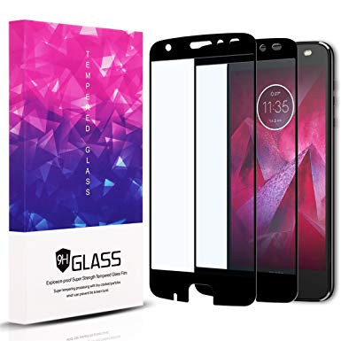 Motorola Moto Z2 Force Screen Protector, 2-Pack Tempered Glass (Full Screen Coverage) with Lifetime Replacement Warranty for Moto Z Force Edition (2nd Gen) -Black