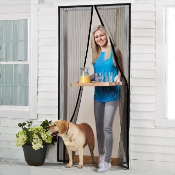 Homitt Magnetic Screen Door with Heavy Duty Mesh Curtain and Full Frame Velcro Fits Door Size up to 36"-82" Max- Black