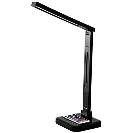PureOptics LED Qi Wireless Charging LED Desk Lamp, Dimmable, Black  (VLED1700)