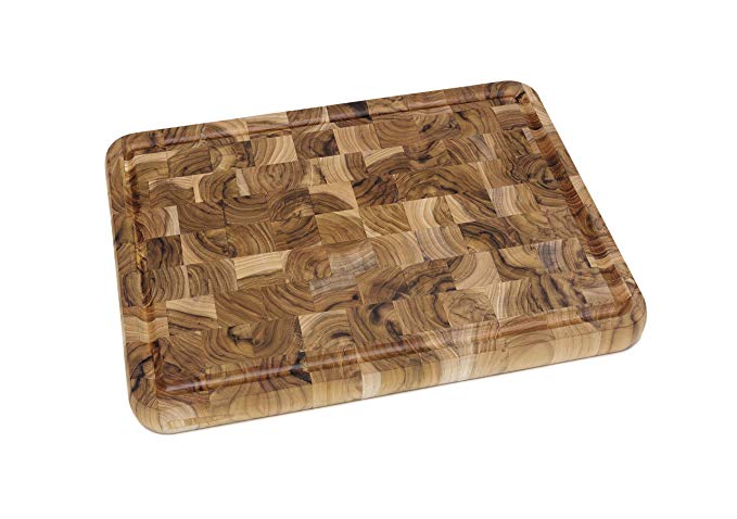 Lipper International 7220 Teak Wood End Grain Kitchen Cutting and Serving Board, Large, 15-3/4" x 12" x 1-1/4"