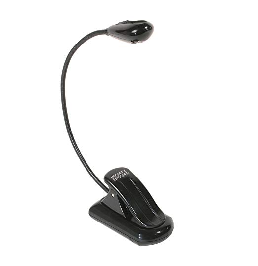 The Original Mighty Bright XtraFlex2 Clip On Book Light Reading Light, 2 Bright White LEDs, 2 Light Levels, Super Flexible, Perfect for Kids, Bookworms, Read in Bed, Batteries & AC Adapter (Black)