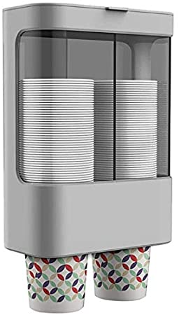 SODIAL Water Cooler Cup Dispenser, Pull Type Cup Holder Wall Mounted Fit 4Oz -6Oz Small Cup, Double Tube Disposable Cups Gray