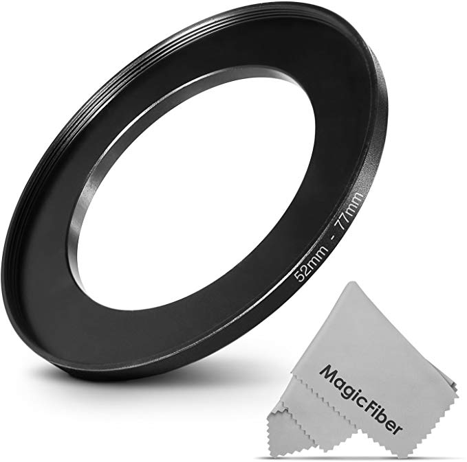 Goja 52-77MM Step-Up Adapter Ring (52MM Lens to 77MM Accessory)   Premium MagicFiber Microfiber Cleaning Cloth